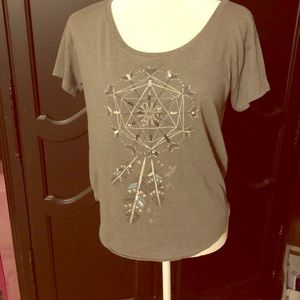 Hollister Gray Sequin Designed T-Shirt